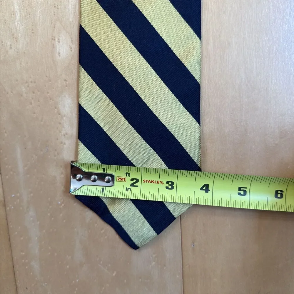 YELLOW STRIPED BERT PULITZER SILK TIE NAVY BLUE